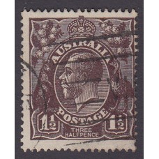 Australian    King George V   1½d Penny Half Pence Black Brown   Single Crown WMK Plate Variety 3R42